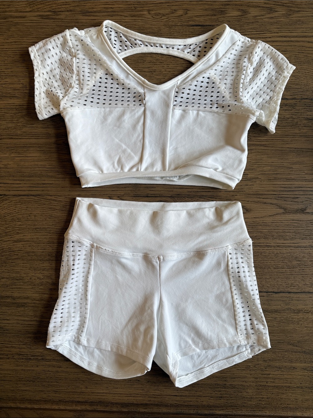 Kids White Dance Set - Crop Top & Shorts